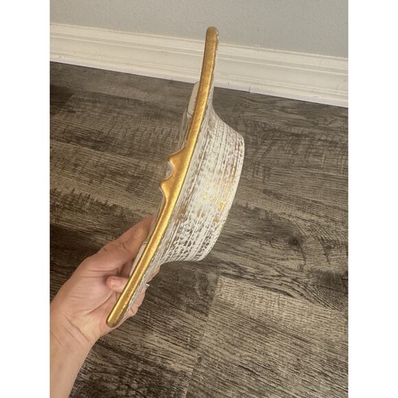 Vintage Royal Haeger Ashtray Square Gold Tweed White Swirl MCM Retro Atomic 7” - Picture 4 of 11